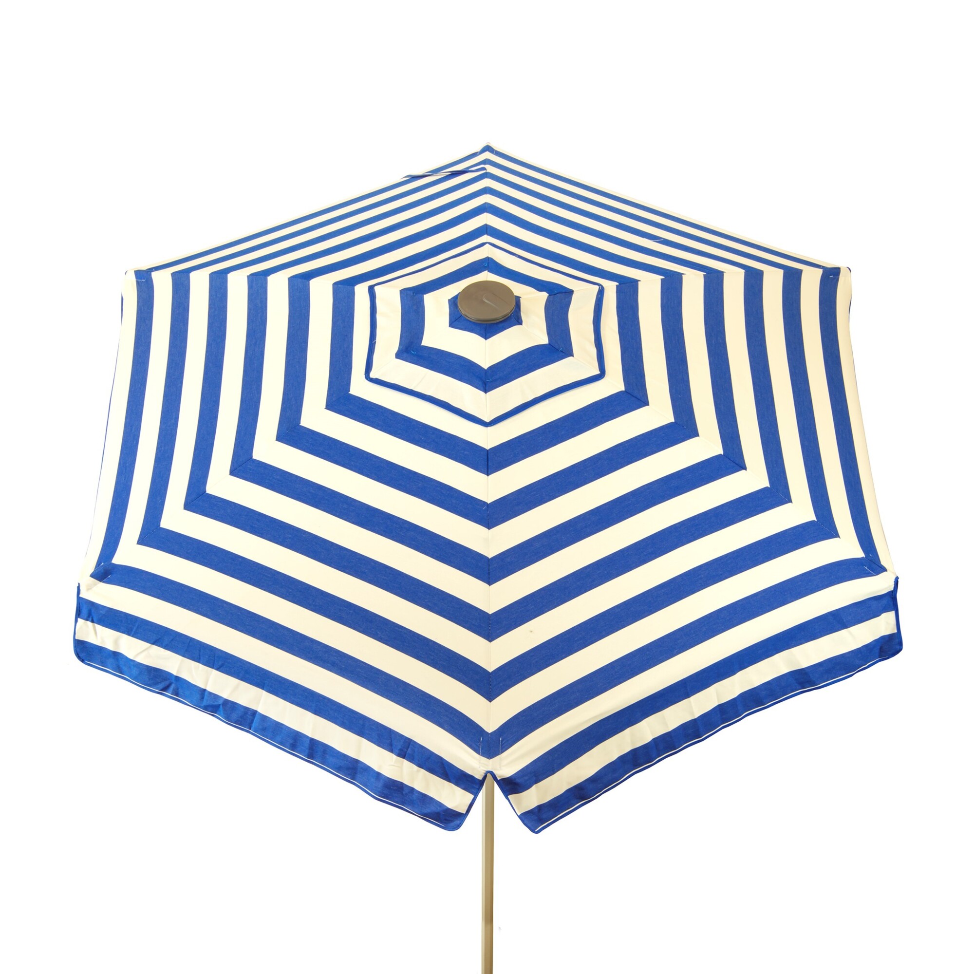 Heininger DestinationGear, 6.5ft. Blue White Deluxe Italian Patio Umbrella, Shape Hexagon, Model# 1182